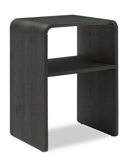 Table de chevet Odin avec étagère de rangement, 18 L x 25,75 H - Noir | Table de nuit Odin de 18 po (l) x 25,75 po (H) avec tablette de rangement - noire