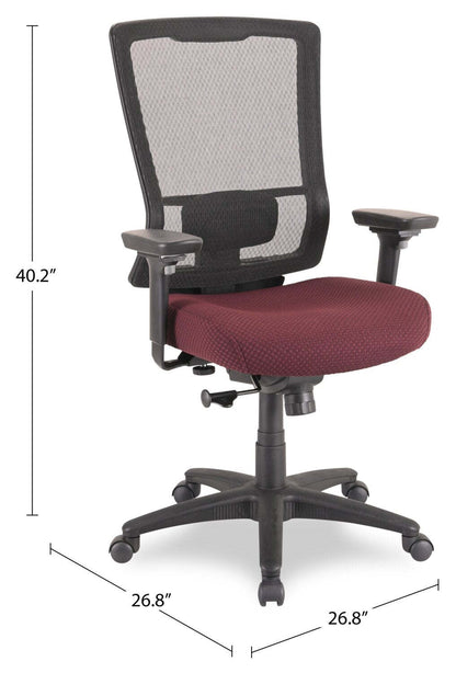 Tempur-Pedic Remy 26,8” Office Chair - Burgundy with Mesh Back | Chaise de bureau Remy de Tempur-Pedic de 26,8 po - bourgogne avec dossier en maille