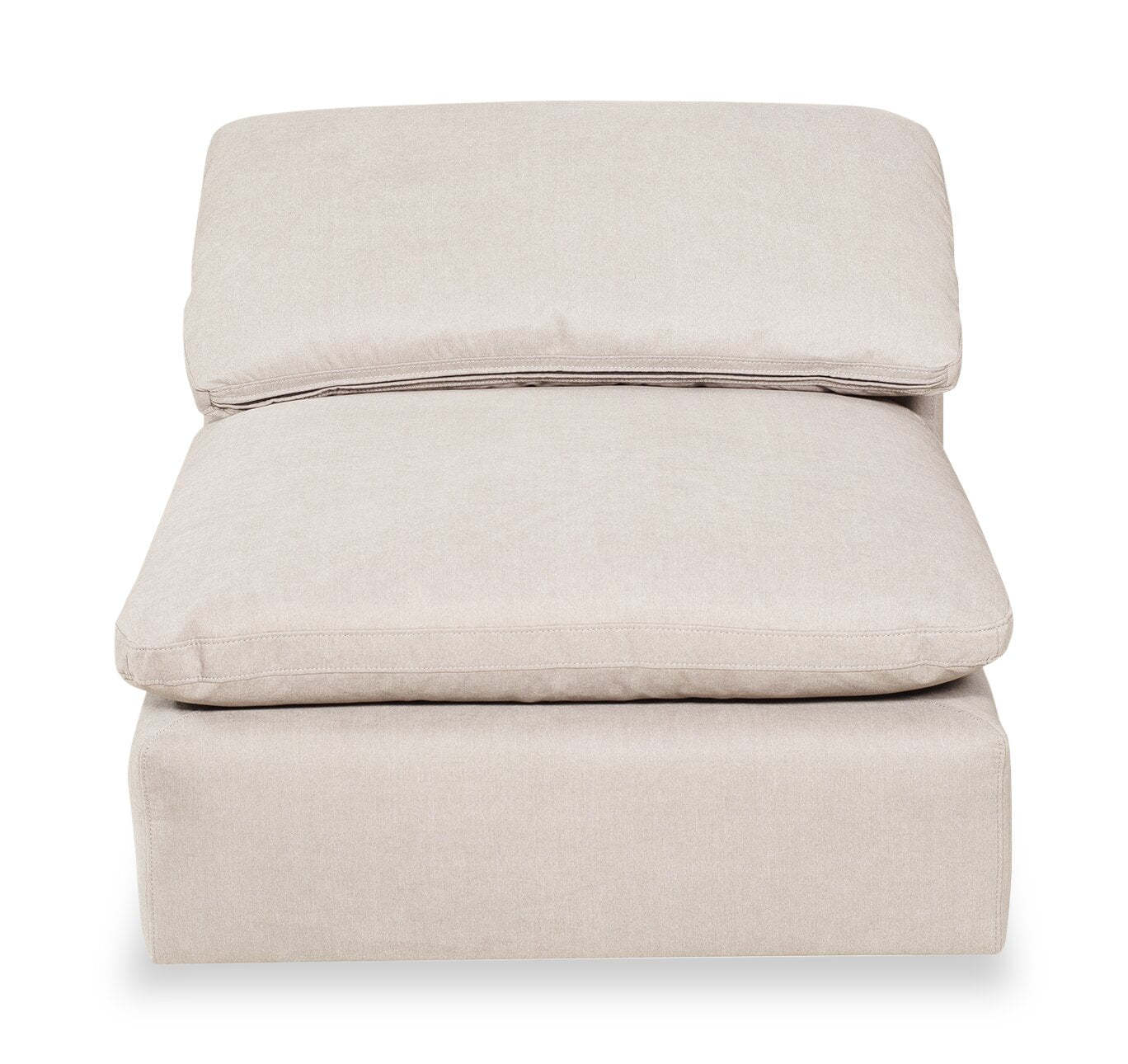 Eclipse Modular 6-Piece Linen-Look Fabric Sectional with Ottomans and Reversible Feather Down Cushions - Linen White | Canapé sectionnel modulaire Eclipse 6 pièces en tissu d’apparence lin avec poufs et coussins réversibles en duvet et plumes - blanc lin