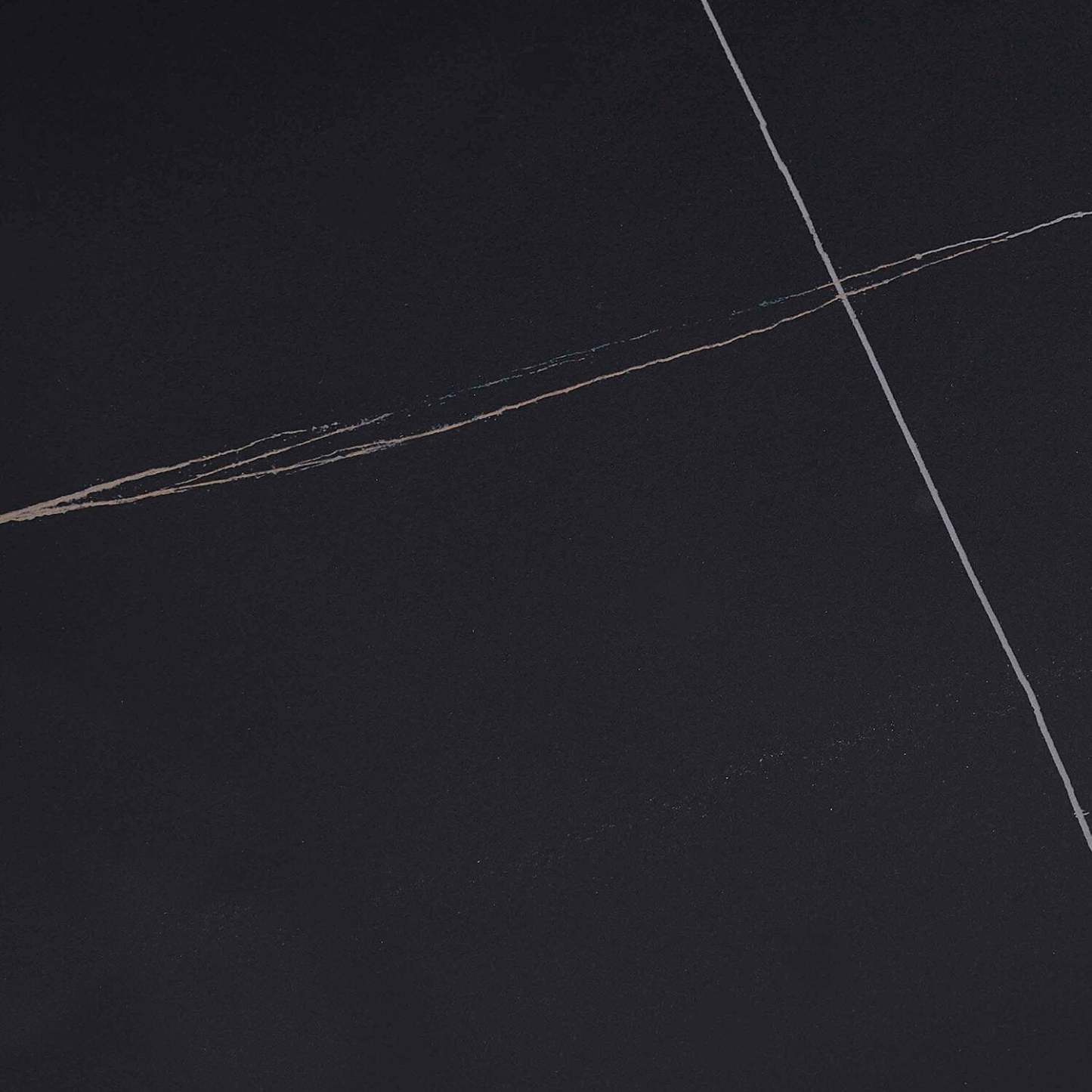 Table de canapé moderne Juno 48 avec plateau en pierre frittée - Noir | Table de salon moderne Juno de 48 po avec dessus en pierre frittée - noire