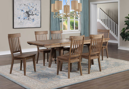 Cedar 7pc Dining Set with Table & 6 Chairs, Pine Wood, Trestle-Base, 72.07W - Brown | Ensemble de salle à manger Cedar 7 pièces en pin avec table de 72,07 po (L), base à tréteaux et 6 chaises - brun