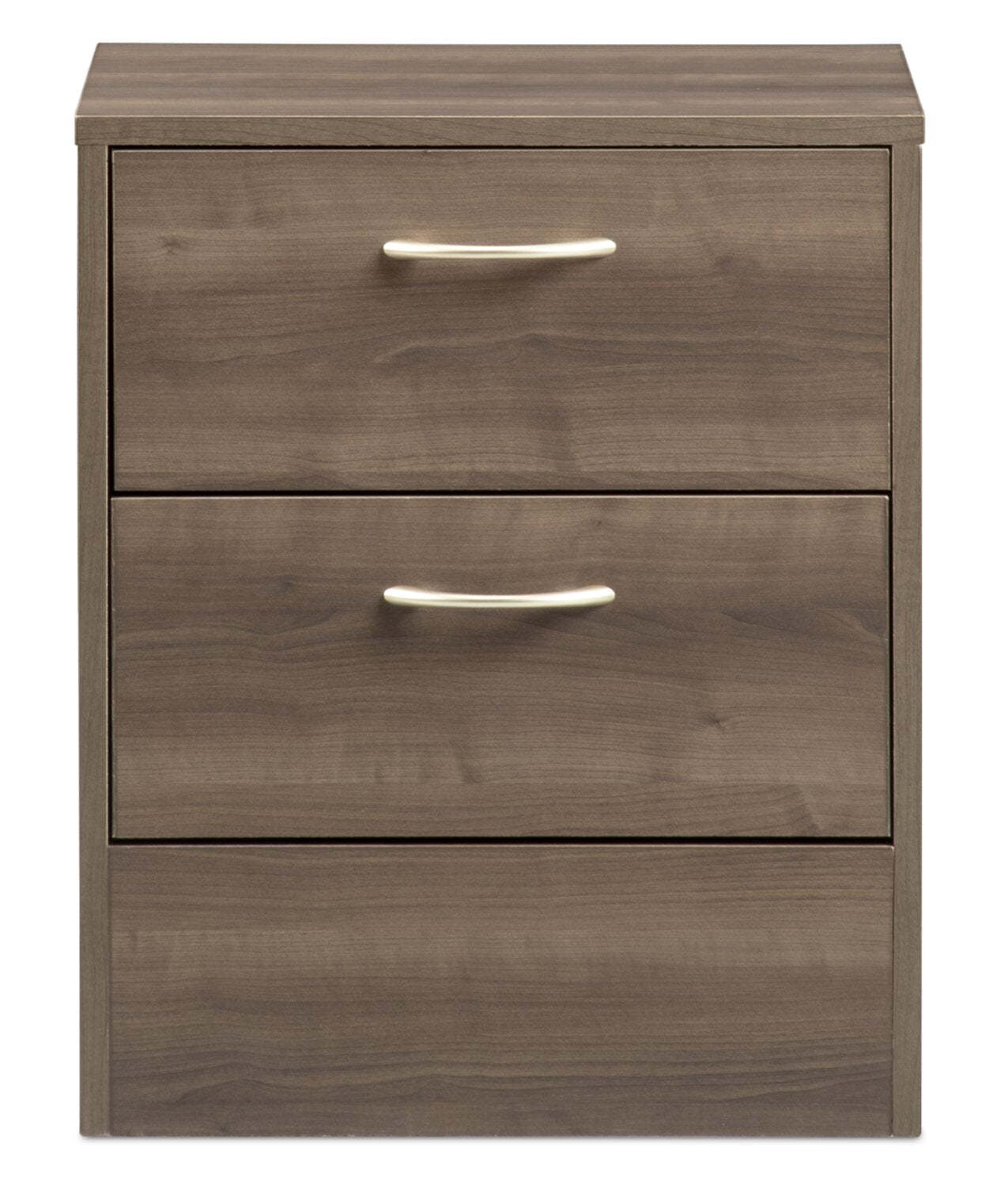Table de nuit Arlo à 2 tiroirs, 18,3 po (L) x 22 po (H), fabriquée au Canada - gris-brun | Arlo Bedside 2-Drawer Nightstand, 18.3W x 22H, Made in Canada - Grey/Brown
