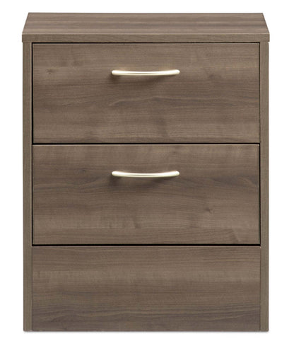 Table de nuit Arlo à 2 tiroirs, 18,3 po (L) x 22 po (H), fabriquée au Canada - gris-brun | Arlo Bedside 2-Drawer Nightstand, 18.3W x 22H, Made in Canada - Grey/Brown