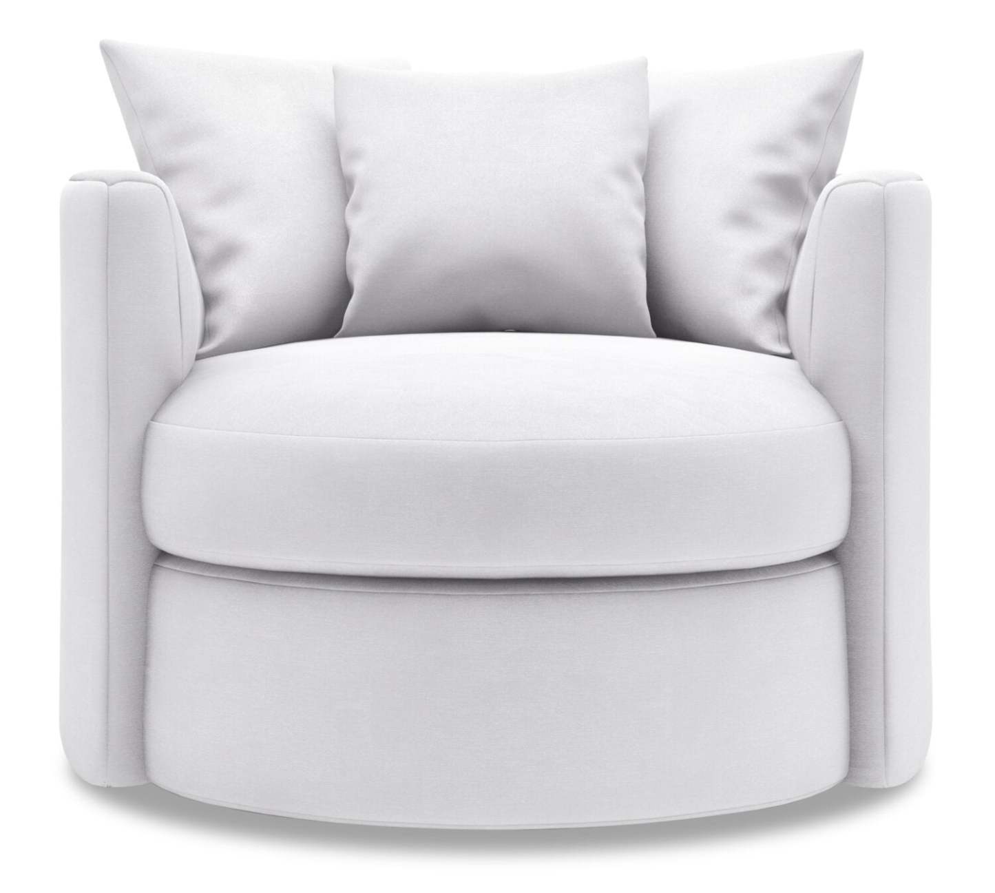Fauteuil d'appoint pivotant Nest de Sofa Lab de 41 po fabriqué au Canada en tissu d'apparence lin - blanc Pax Ice | NID3449