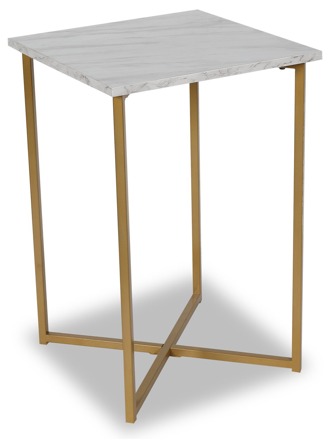 Mia 15.75 Faux Marble Chairside Table - Blanc &amp; Or|Table de fauteuil Mia de 15,75 po en imitation de marbre - blanche et dorée