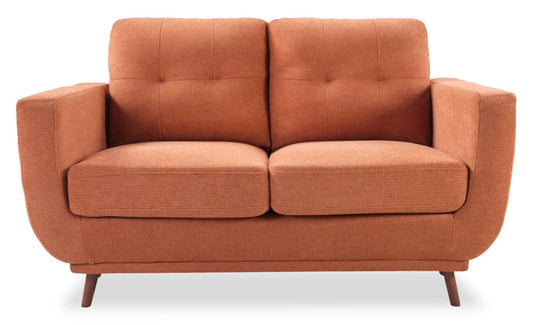 Cosmo 57 Fabric Loveseat with Tufted Back Cushions - Orange | Causeuse Cosmo de 57 po en tissu avec coussins de dossier capitonnés - orangée