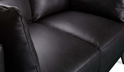 Melrose 60.5 Top-Grain Genuine Leather Loveseat with Metal Legs - Black | Causeuse Melrose de 60,5 po en cuir véritable de qualité supérieure avec pattes en métal - noire