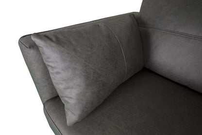 Melrose 84,5 po en cuir de qualité supérieure avec pattes en métal - véritable gris | Canapé Melrose 84,5 Top-Grain en cuir avec pattes en métal - véritable gris