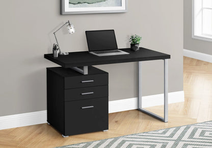 Bureau réversible Clayton 47.25 avec 3 tiroirs - Noir|Bureau réversible Clayton de 47,25 po à 3 tiroirs - noir