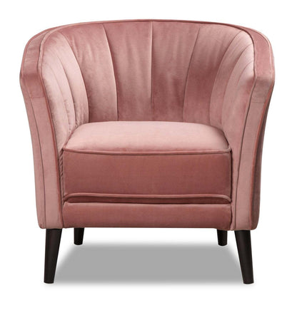Chaise d'appoint en tissu velours Brinley 29 avec pieds en bois - Rose | Fauteuil d'appoint Brinley de 29 po en tissu de velours avec pattes en bois - rose