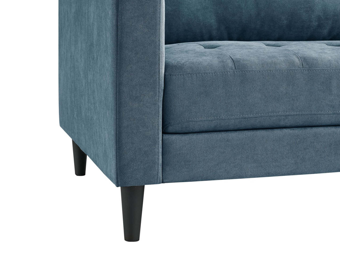 Canapé sectionnel de droite Metro 2 pièces en tissu avec fauteuil long et coussins de siège capitonnés - bleu denim