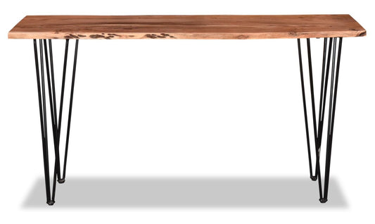 Kaleb 58 Rustic Sofa Table - Marron et Noir avec Pieds en Métal|Table de salon rustique Kaleb de 58 po - brune et noire avec pattes en métal