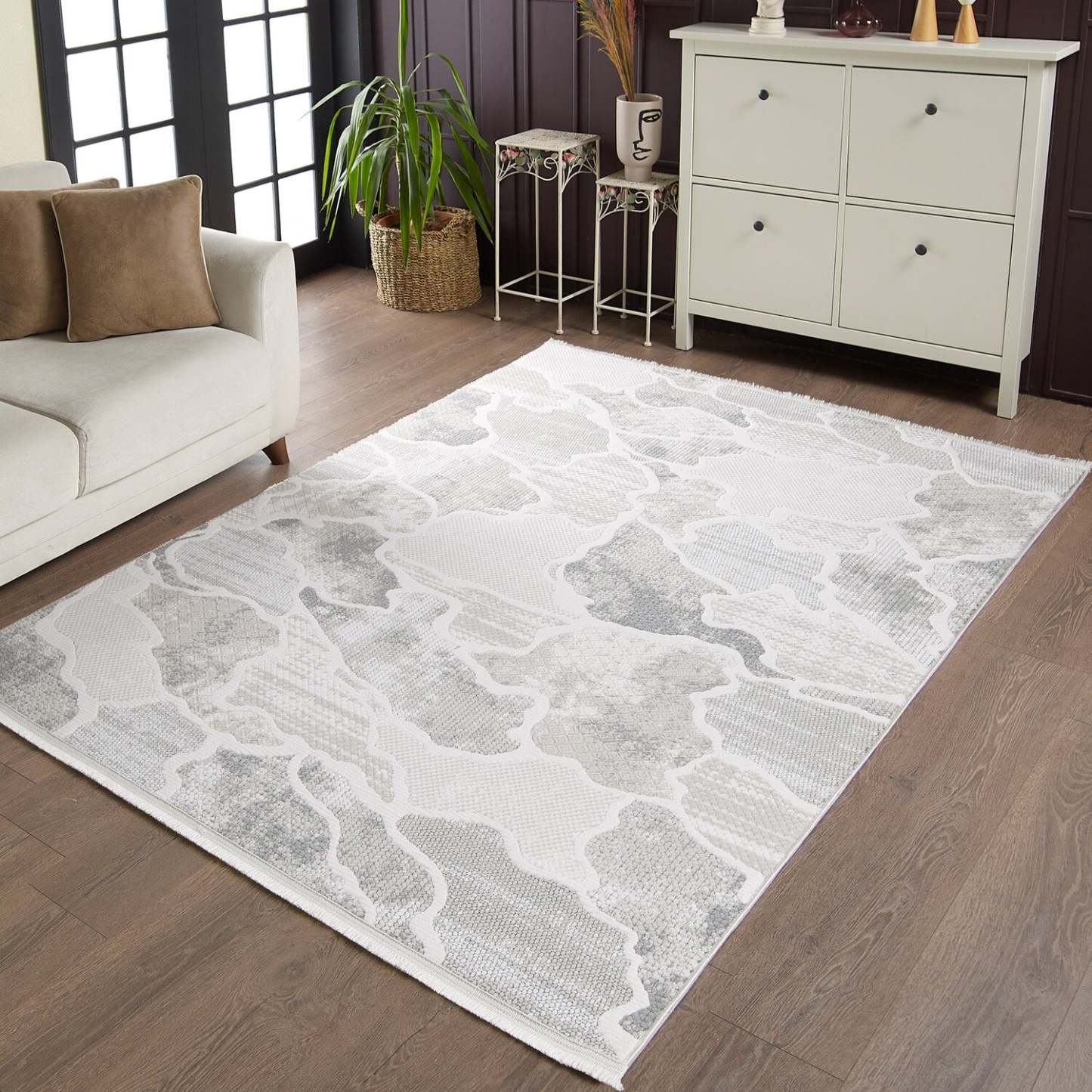 Tapis gris Cove Waves - 6'7 x 9'6 | Carpette Cove grise à motif de vagues - 6 pi 7 po x 9 pi 6 po