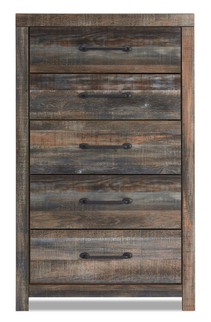 Commode de chambre Abby, 5 tiroirs, 31,7 L x 53,9 H - Marron | Commode verticale Abby de 31,7 po (L) x 53,9 po (H) à 5 tiroirs pour la chambre à coucher - brune