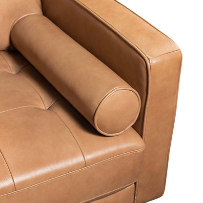 Sectionnel Edge 2 pièces en cuir véritable orienté vers la gauche avec pieds en bois et coussins de dossier amovibles - Brun | Canapé sectionnel gauche Edge 2 pièces en cuir avec pieds en bois et coussins de dossier véritable amovibles - brun