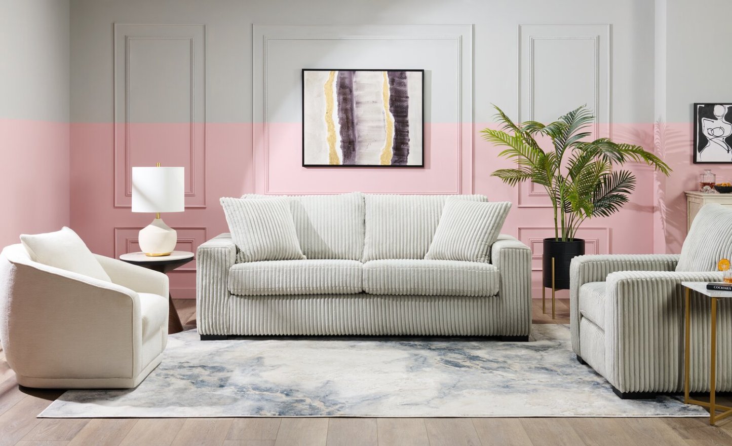 Canapé Willow de 87 po en tissu gris clair avec accoudoirs rectilignes et coussins de siège et de dossier réversibles | WIL2GYSF