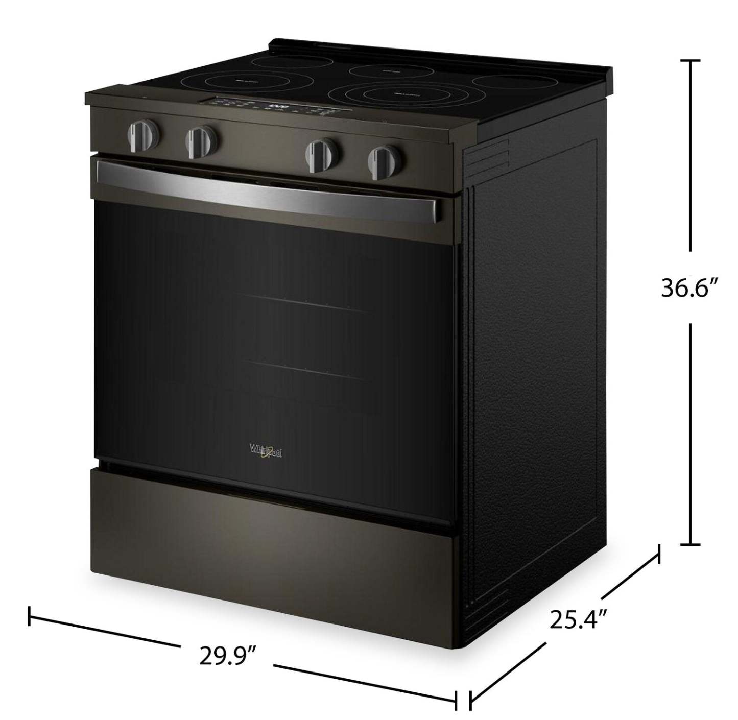 Cuisinière électrique Whirlpool de 30 po et de 5,3 pi³ avec cuisson à air - noire sur acier inoxydable - YWSES5030SV