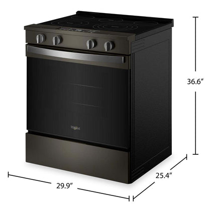 Cuisinière électrique Whirlpool de 30 po et de 5,3 pi³ avec cuisson à air - noire sur acier inoxydable - YWSES5030SV