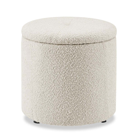 Ontario 14,75 po Pouf de rangement rond en tissu - blanc