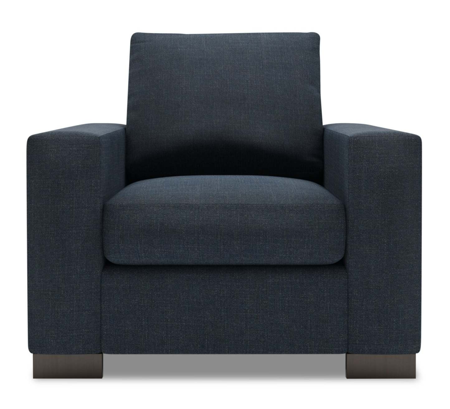 Fauteuil Track de Sofa Lab de 38 po fabriqué au Canada en tissu d’apparence lin avec accoudoirs rectilignes - bleu Luna Sailor | TR302491