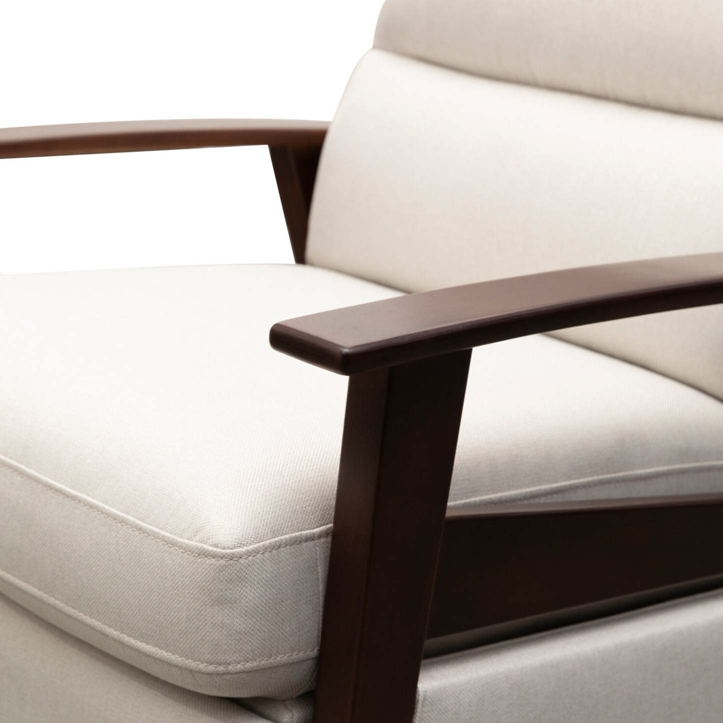 Fauteuil d'appoint inclinable Bree 28,5 en tissu d'apparence lin avec accoudoirs et pieds en bois - Beige | Fauteuil d'appoint à inclinaison par poussée Bree de 28,5 po en tissu d'apparence lin avec accoudoirs et pattes en bois - beige