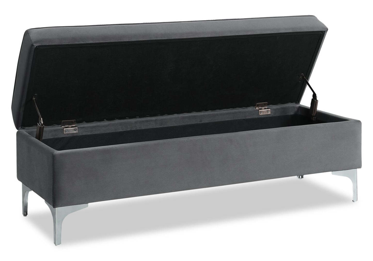 Vivienne 47.25 Pouf de rangement en tissu - Gris | Pouf de rangement Vivienne de 47,25 po en tissu - gris