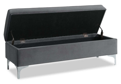 Vivienne 47.25 Pouf de rangement en tissu - Gris | Pouf de rangement Vivienne de 47,25 po en tissu - gris