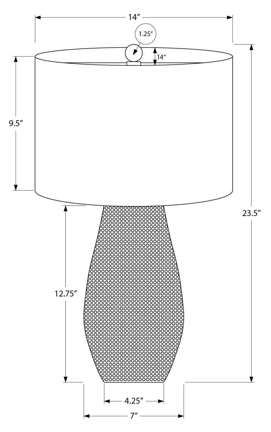 Lampe de table texturée de 24 po noire avec abat-jour cylindrique