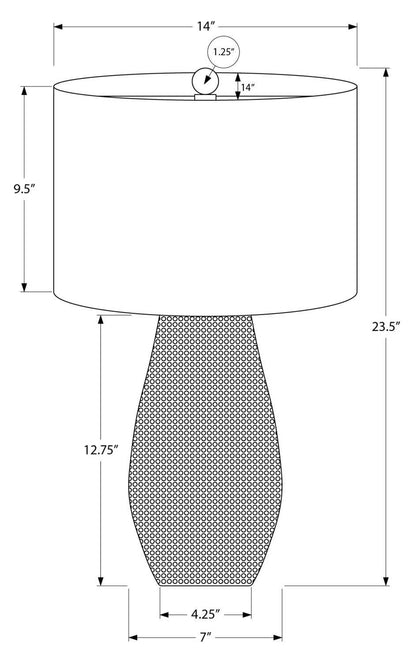 Lampe de table texturée de 24 po noire avec abat-jour cylindrique