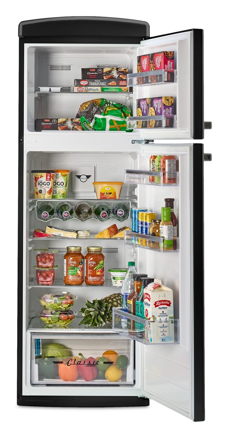 Unique Classic Retro 24 11 Cu Ft. Top Freezer Refrigerator – Midnight Black - UNQ-310L B TM | Réfrigérateur Classic Rétro d’Unique de 24 po et de 11 pi3 à congélateur supérieur - noir minuit - UNQ-310L B TM