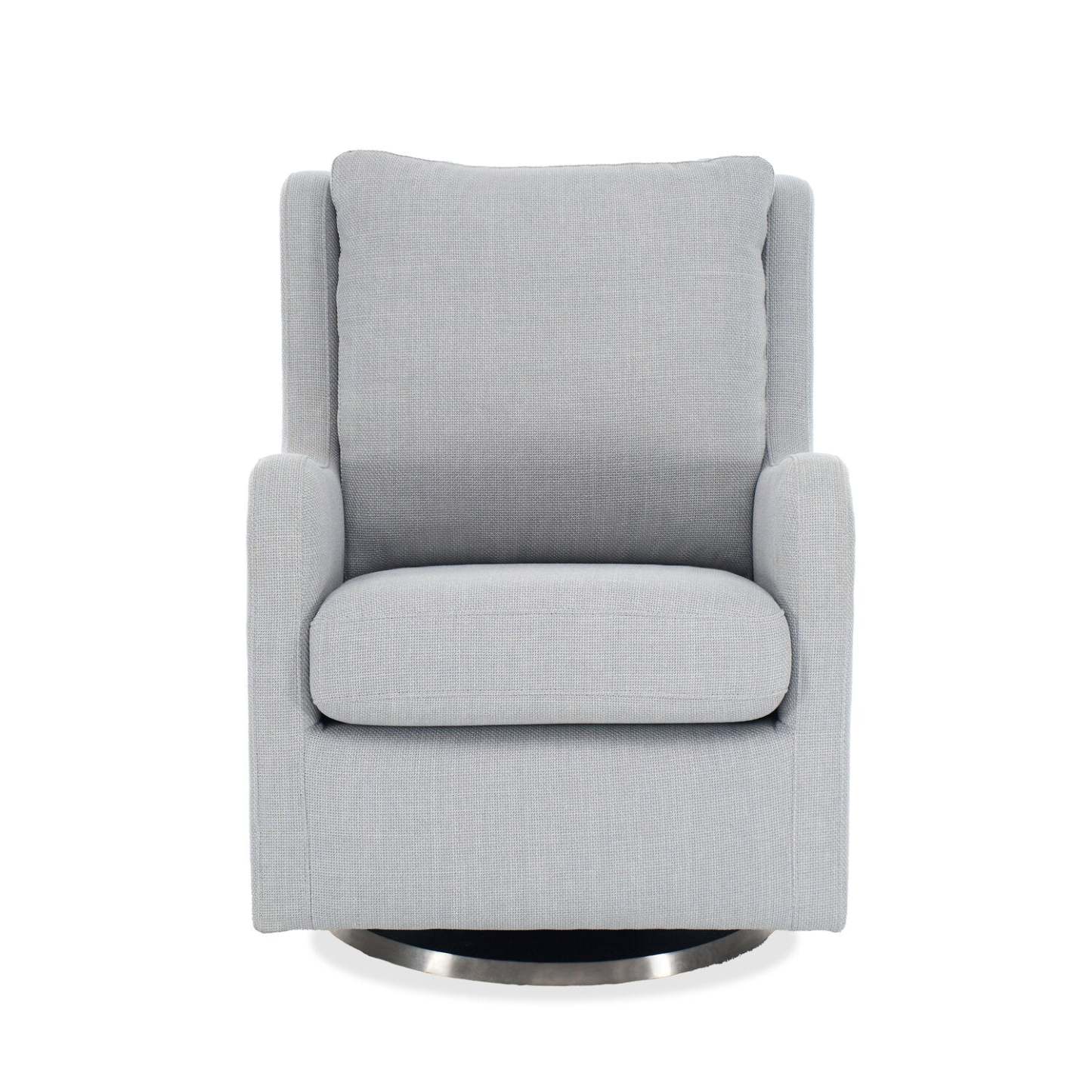 Ellie 29 Linen-Look Fabric Swivel Glider Accent Chair with Wingback and Recessed Arms - Grey | Fauteuil d’appoint à oreilles coulissant et pivotant Ellie de 29 po en tissu d’apparence lin avec accoudoirs en retrait - gris