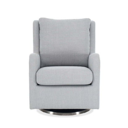 Ellie 29 Linen-Look Fabric Swivel Glider Accent Chair with Wingback and Recessed Arms - Grey | Fauteuil d’appoint à oreilles coulissant et pivotant Ellie de 29 po en tissu d’apparence lin avec accoudoirs en retrait - gris