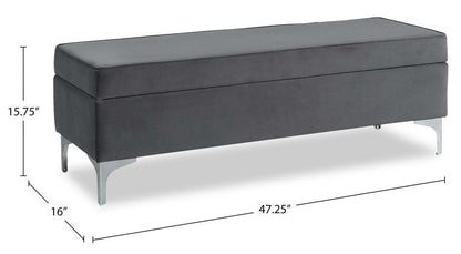 Vivienne 47.25 Pouf de rangement en tissu - Gris | Pouf de rangement Vivienne de 47,25 po en tissu - gris