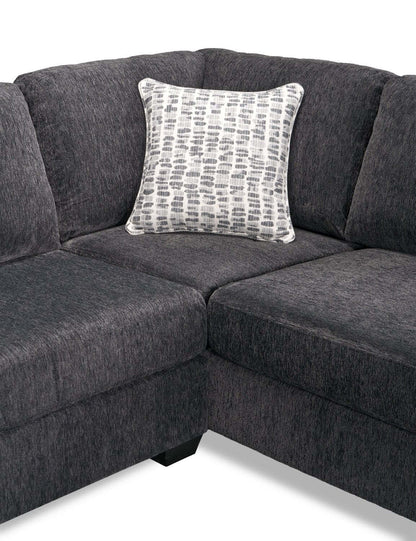 Canapé sectionnel de droite Morgan 2 pièces fabriqué au Canada en tissu de chenille avec canapé et coussins décoratifs - gris
