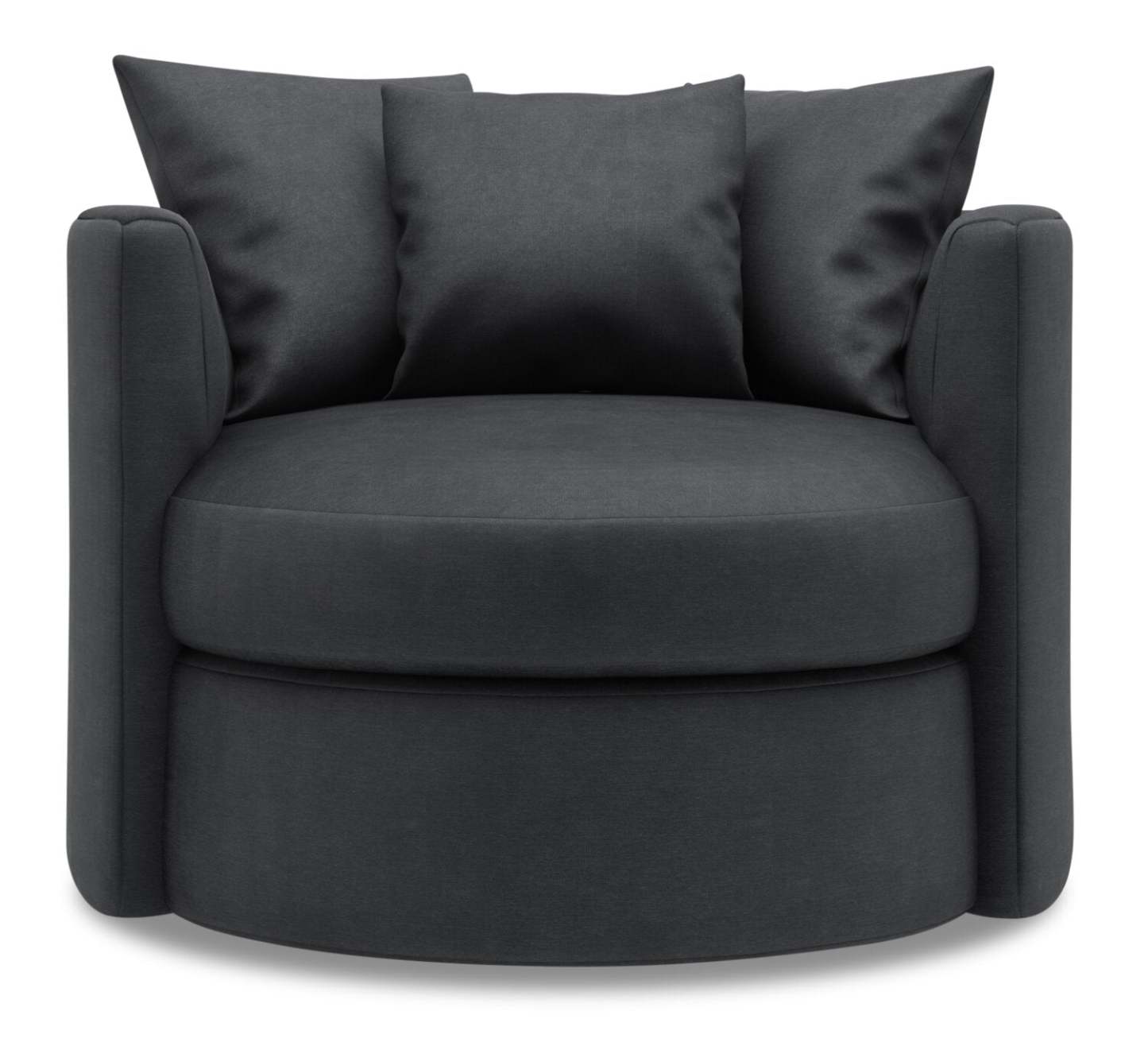 Fauteuil d'appoint pivotant Nest de Sofa Lab de 41 po fabriqué au Canada en tissu d'apparence lin - gris Pax Pepper | NID2949