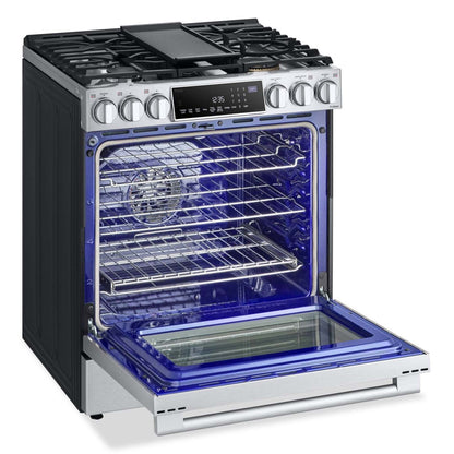 Cuisinière intelligente à gaz LG Studio de 6,3 pi³ avec hublot InstaViewMD et friture à air - acier inoxydable résistant aux traces - LSGS…