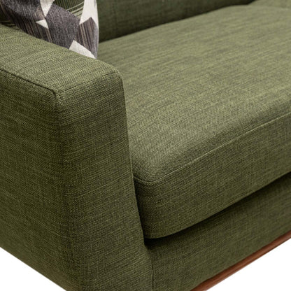 Sofa Freeman de Kort & Co. de 80 po de format condo en tissu d’apparence lin avec base et pattes en bois - vert avocat