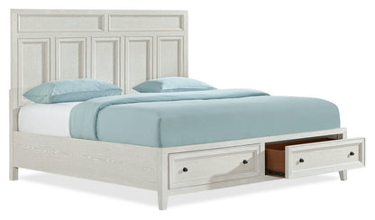 Lit à panneaux Casa avec tête de lit et cadre, en bois, blanc - format très grand lit | Casa Panel Bed with Headboard & Frame, Wood, White - King Size