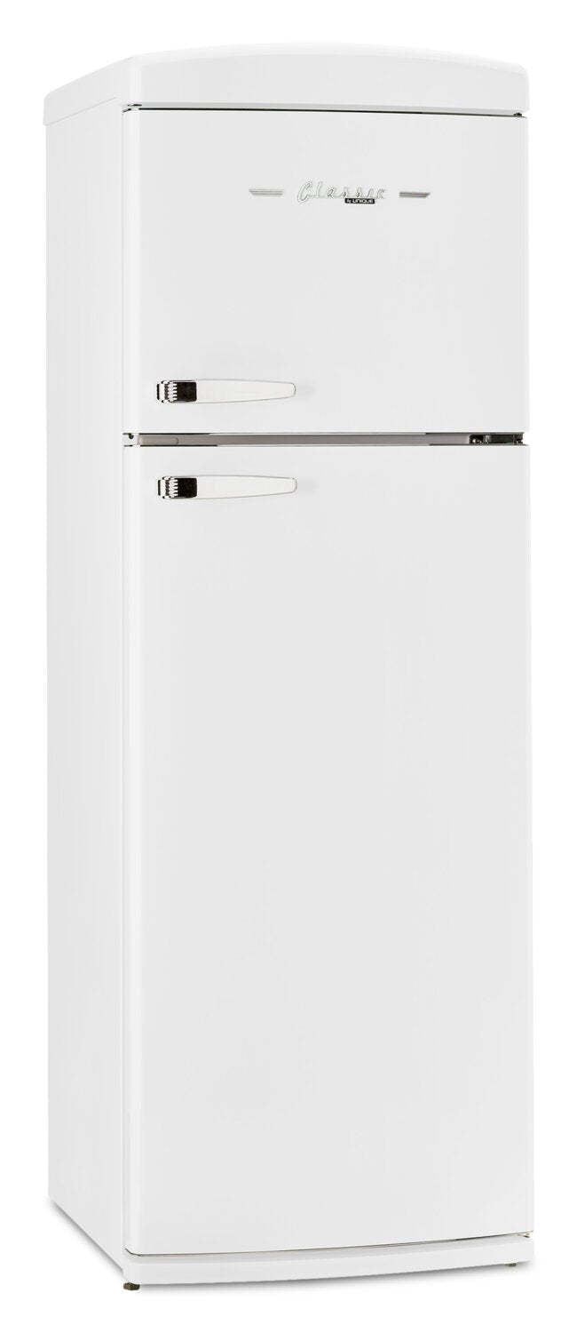 Unique Classique Rétro 24 11 Pi Cu. Réfrigérateur à congélateur supérieur – Blanc guimauve - UNQ-310L W TM | Réfrigérateur Classic Rétro d'Unique de 24 po et de 11 pi3 à congélateur supérieur - blanc guimauve - UNQ-310L W TM