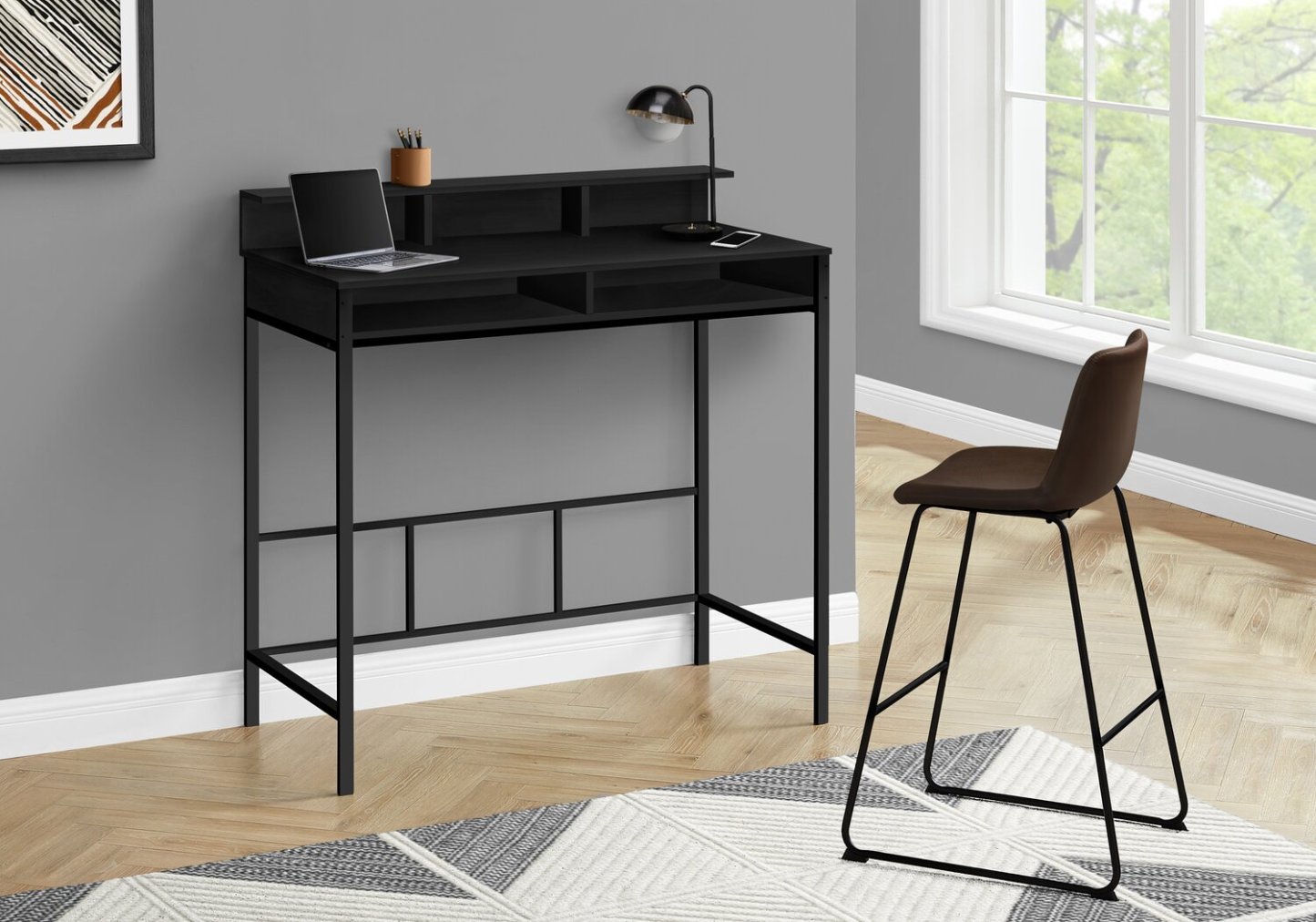 Bureau debout Melissa 47.25 avec compartiments - Noir|Bureau debout Melissa de 47,25 po à compartiments - noir