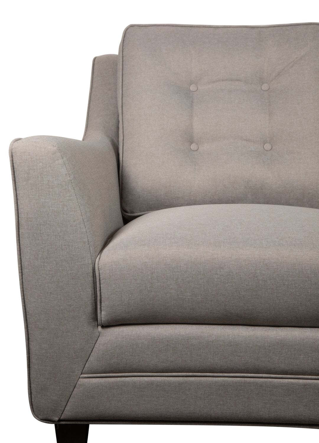 Sofa Novalee de 75,5 po en tissu d’apparence lin avec accoudoirs évasés et capitonnage à boutons - taupe