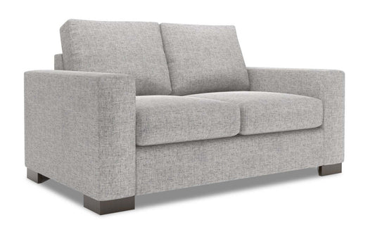 Fabriquée au Canada Causeuse personnalisable Track de Sofa Lab de 62 po en tissu d’apparence lin avec accoudoirs rectilignes - gris Luna Domino | TR202191
