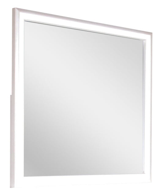 Miroir de commode de chambre à coucher Halo avec lumière LED, Glam - Blanc | Miroir de commode de chambre à coucher somptueux Halo avec éclairage à DEL - blanc