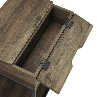 Table de nuit Akio à 1 tiroir avec rangement relevable, 18 L x 25,75 H - Marron/Noir | Table de nuit Akio de 18 po (l) x 25,75 po (H) à 1 tiroir avec dessus relevable et rangement - brune et noire