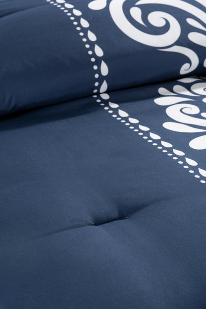 Ensemble d'édredon 3 pièces Navy Damask Full/Queen|Ensemble d'édredon Navy Damask 3 pièces pour lit double ou grand lit|NVYDM3FQ