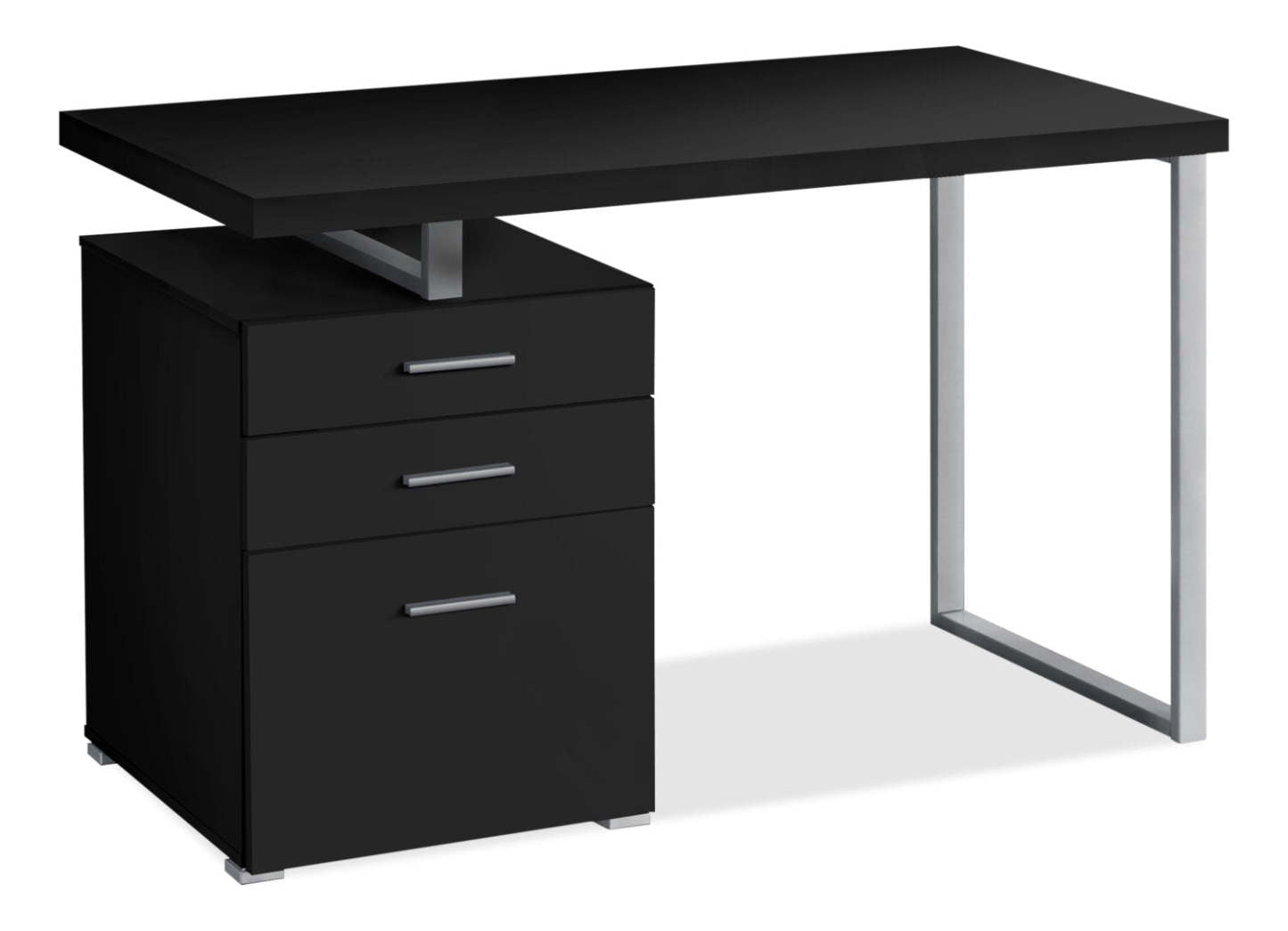 Bureau réversible Clayton 47.25 avec 3 tiroirs - Noir|Bureau réversible Clayton de 47,25 po à 3 tiroirs - noir