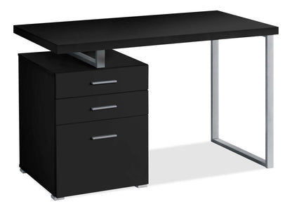 Bureau réversible Clayton 47.25 avec 3 tiroirs - Noir|Bureau réversible Clayton de 47,25 po à 3 tiroirs - noir