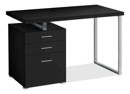 Bureau réversible Clayton 47.25 avec 3 tiroirs - Noir|Bureau réversible Clayton de 47,25 po à 3 tiroirs - noir