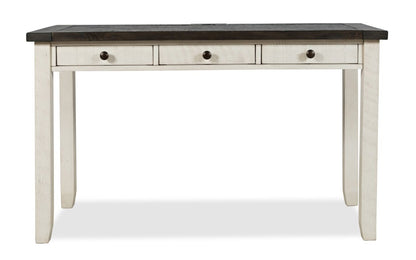 Madison County 50 Office Office Desk with 3-Drawers - Vintage White with Barnwood Brown |Bureau Madison County de 50 po à 3 tiroirs - blanc rétro avec brun de style bois de grange