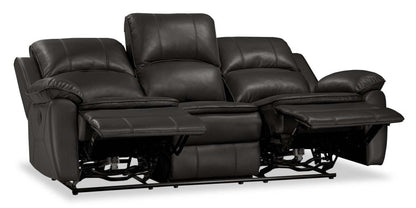 Sofa à inclinaison électrique Chandler de 82 po en tissu d’apparence cuir avec ports USB - gris